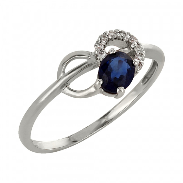 Золотое кольцо с бриллиантом и сапфиром № 98150