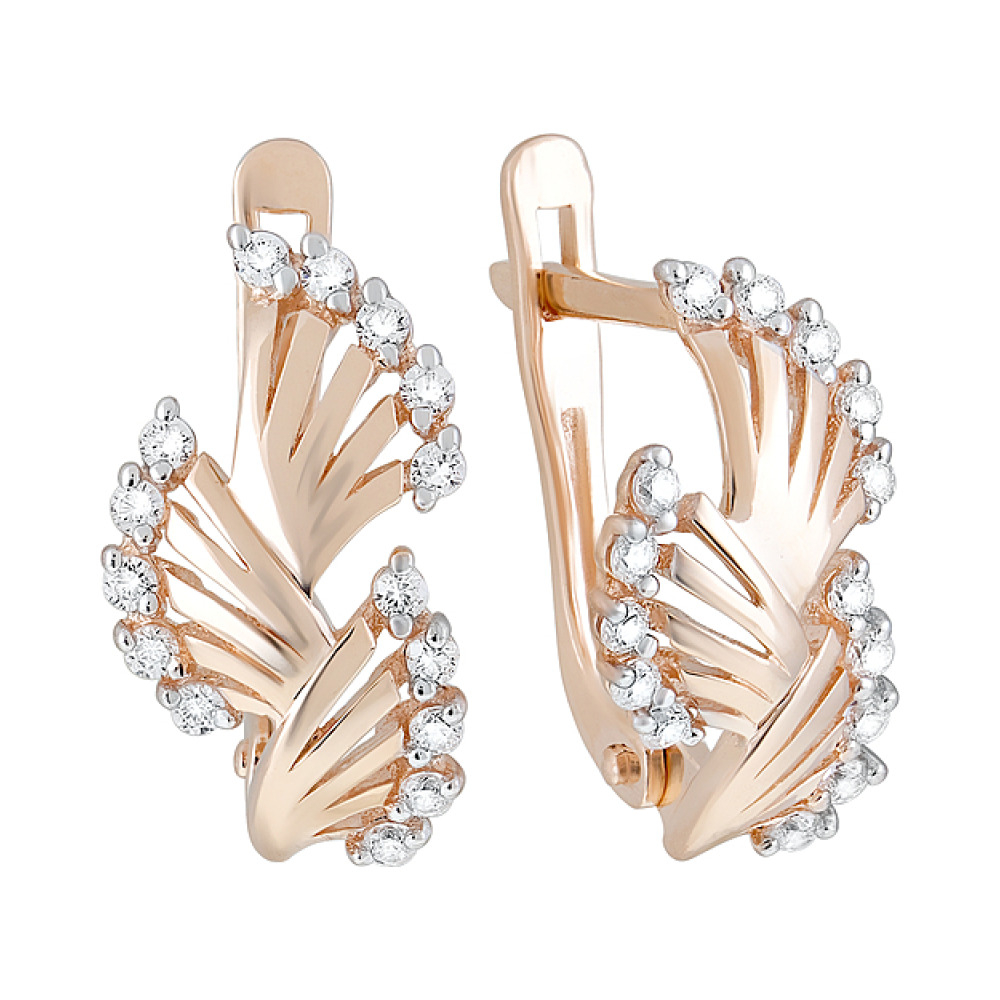 Золотые серьги с фианитами № 126418