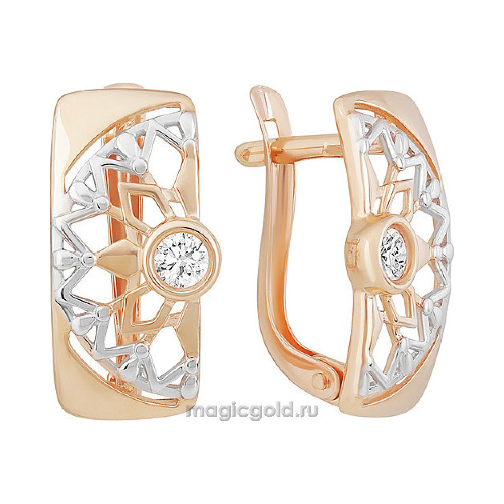 Золотые серьги с фианитом № 155858