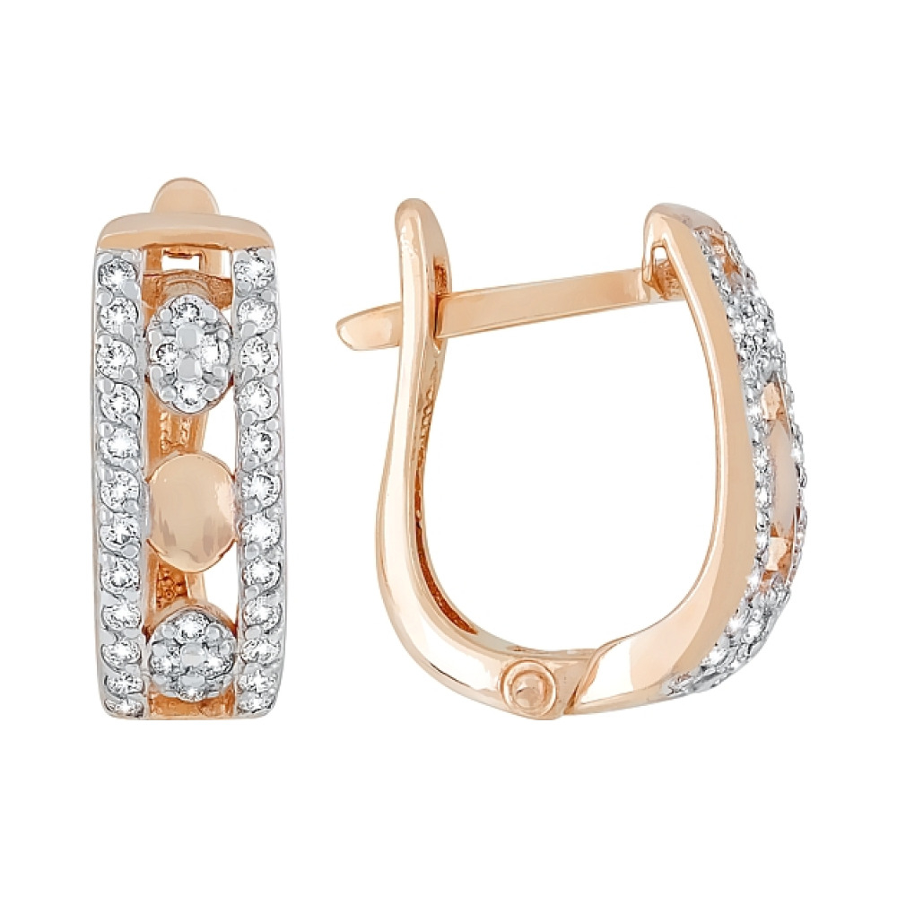 Золотые серьги с бриллиантом № 117663