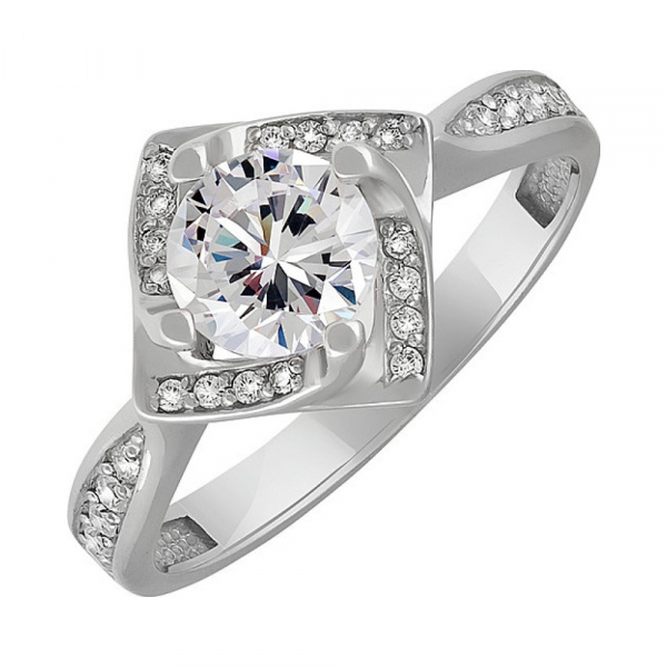 Серебряное кольцо с фианитом № 134067