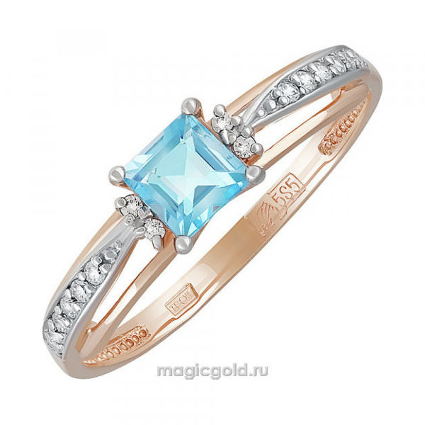 Золотое кольцо с топазом и фианитом № 139662