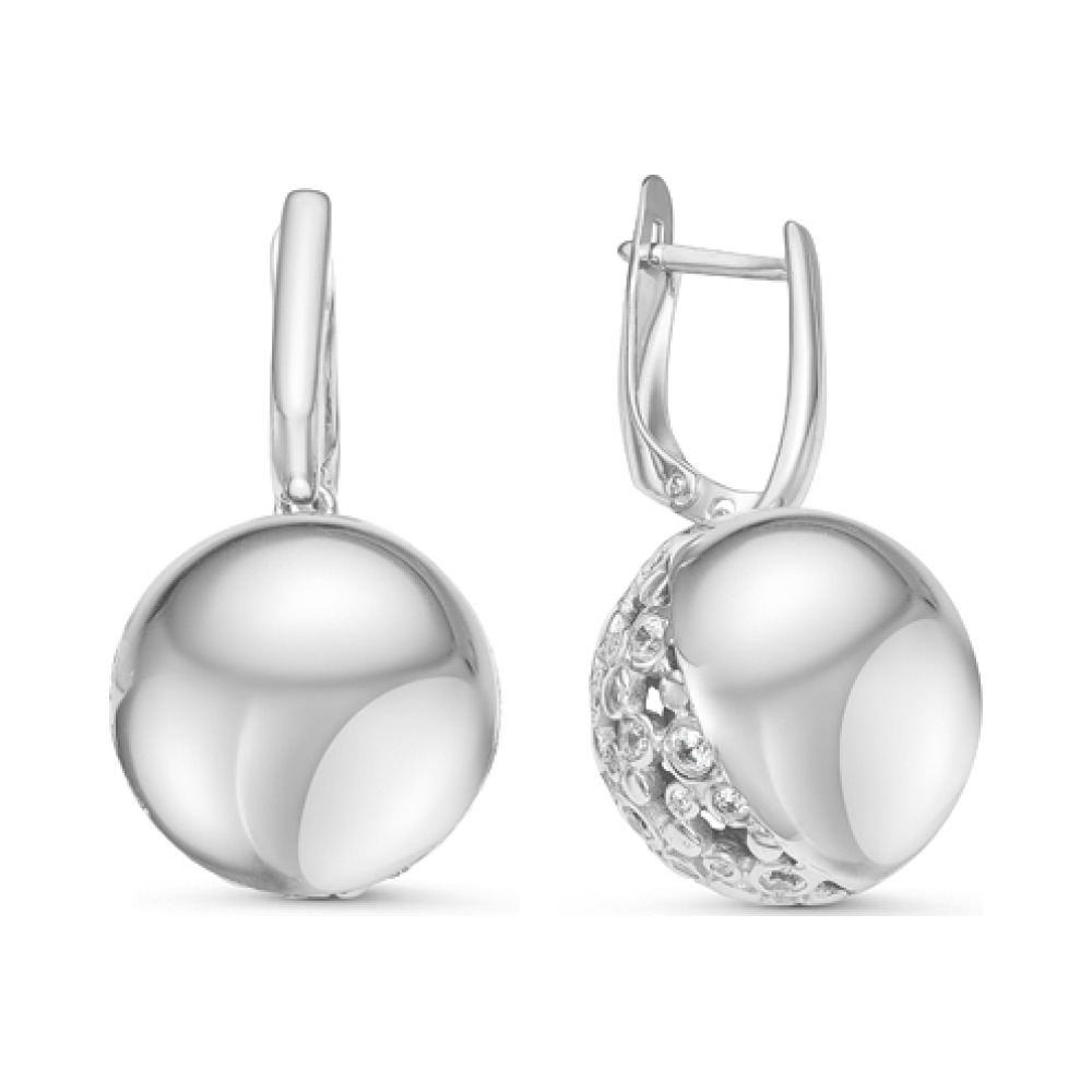 Серебряные серьги с фианитом № 161449