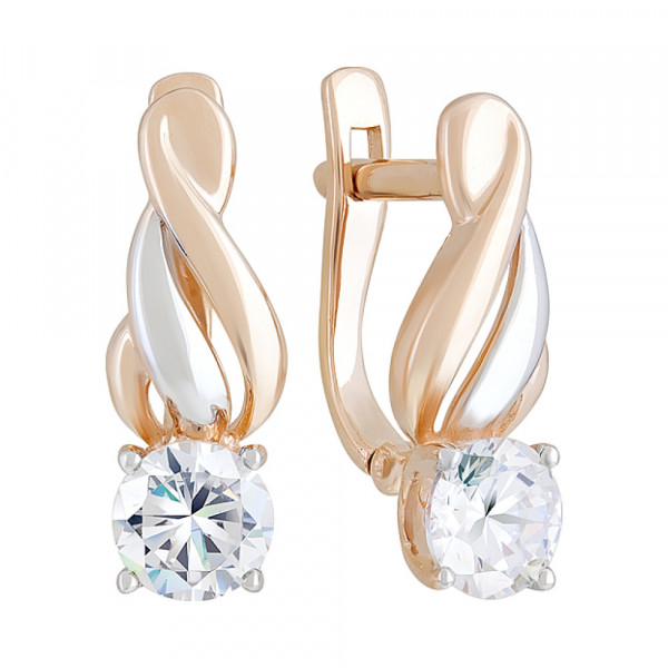 Золотые серьги с фианитом № 128012