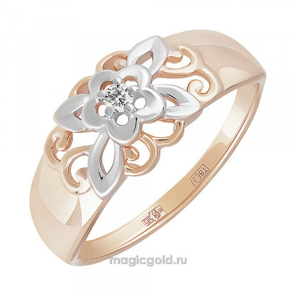 Золотое кольцо с фианитом № 155634