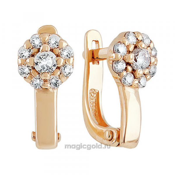 Золотые серьги с фианитом № 155419