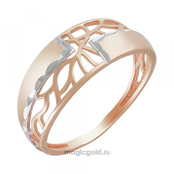 Золотое кольцо без камня с алмазкой № 160777