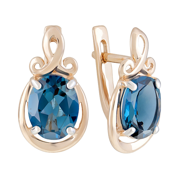 Золотые серьги с топазом № 124480