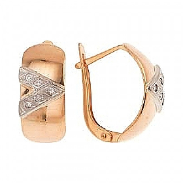 Золотые серьги с бриллиантом чалма № 4540