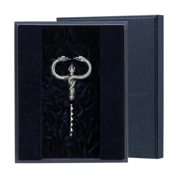 Штопор Змея в футляре из серебра 925 пробы