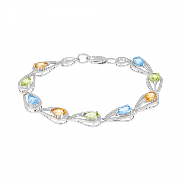 Серебряный браслет с полудраг. вставками № 126620