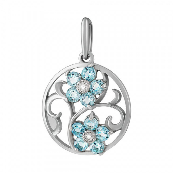 Серебряная подвеска с топазом и фианитом № 130181