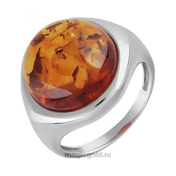 Серебряное кольцо с янтарем № 151421