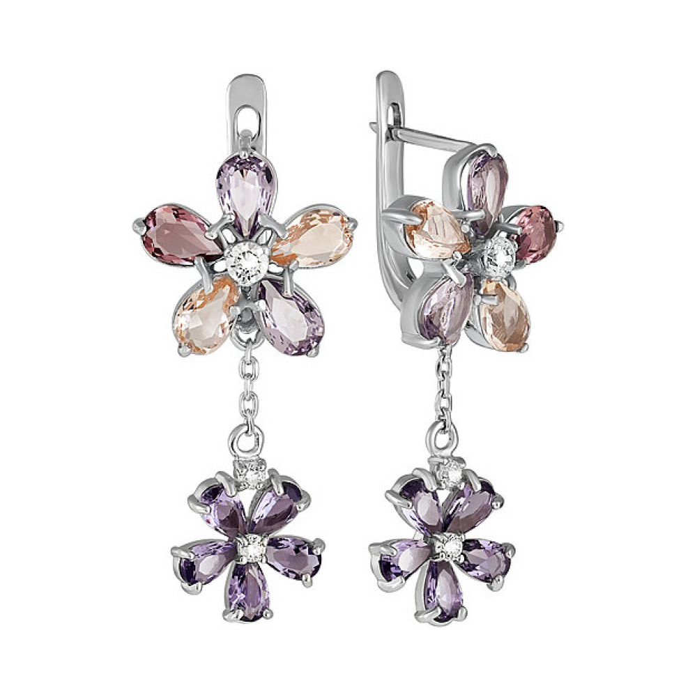 Серебряные серьги с алпанитом и фианитом № 133601