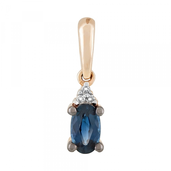 Золотая подвеска с бриллиантами и сапфиром № 105978