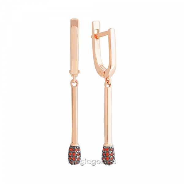 Золотые серьги с фианитом № 172133