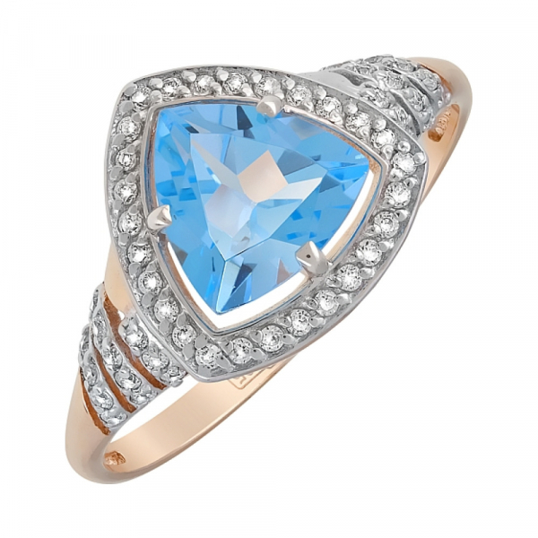 Золотое кольцо с топазом и фианитом № 119683