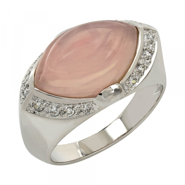 Серебряное кольцо с фианитом и имитац .кварца № 107274