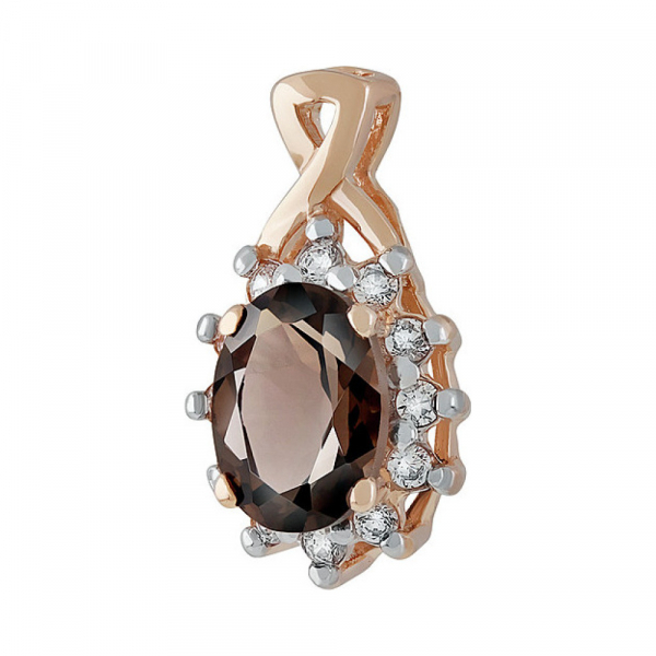 Золотая подвеска с раухтопазом и фианитом № 126366