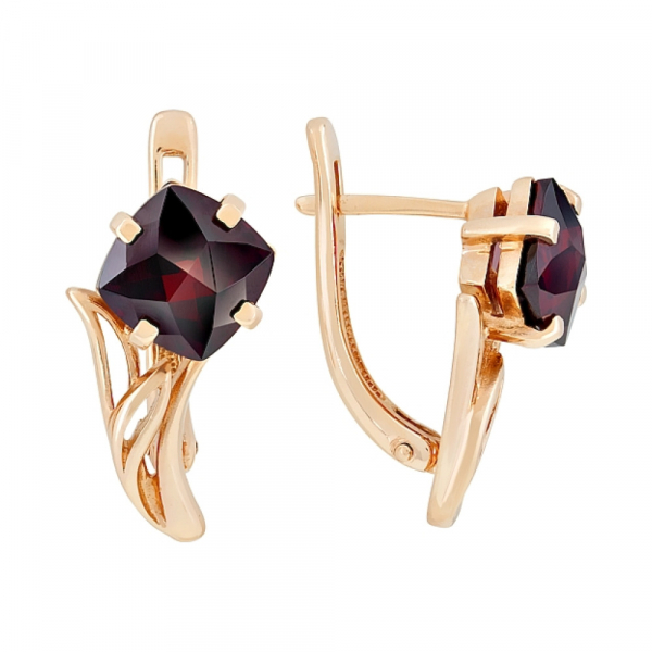Золотые серьги с гранатом № 50789