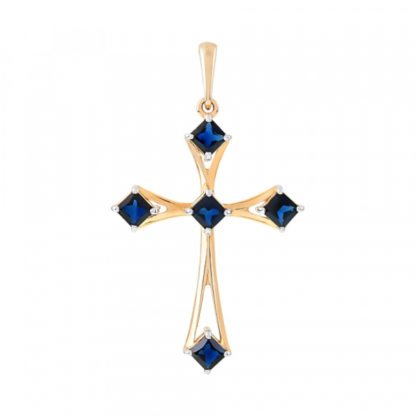 Золотая подвеска с сапфиром № 107429