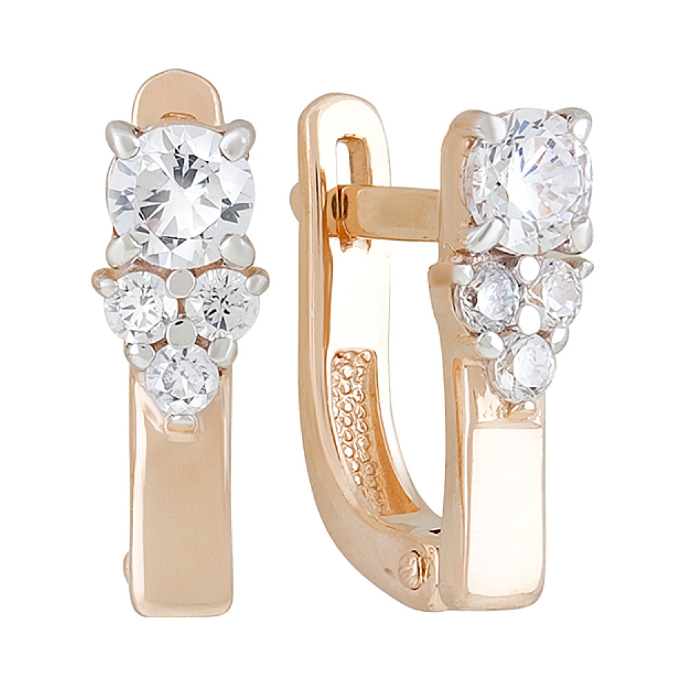 Золотые серьги с фианитами № 127588