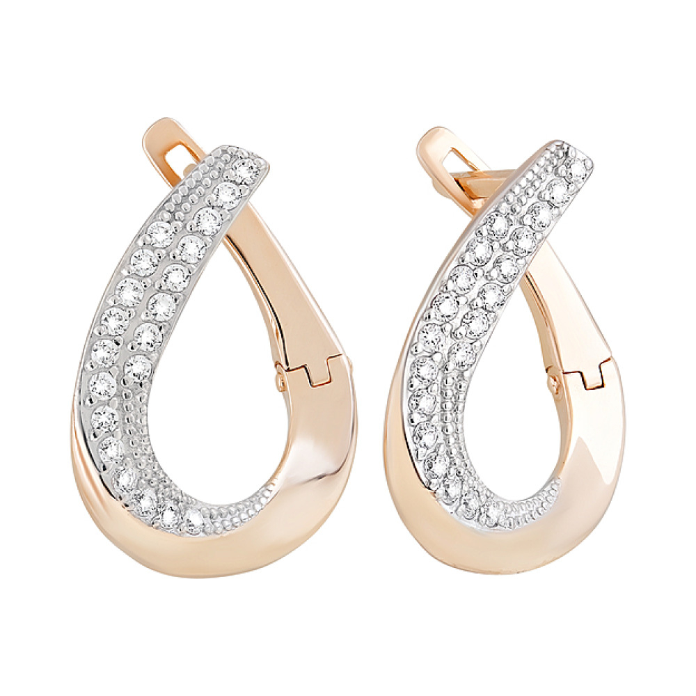 Золотые серьги с фианитами № 126749