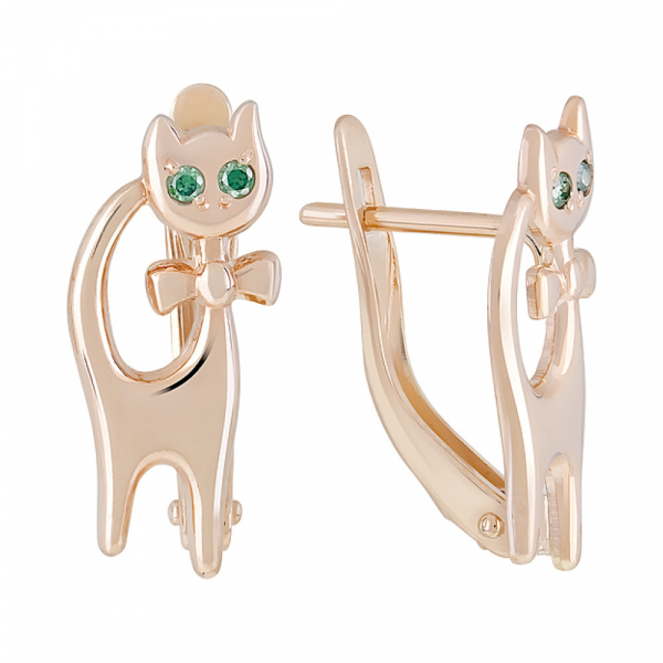 Золотые серьги с фианитом № 85485