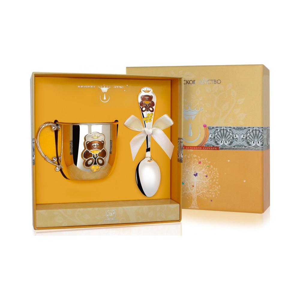 Набор детского серебра с кружкой «Мишка» КД