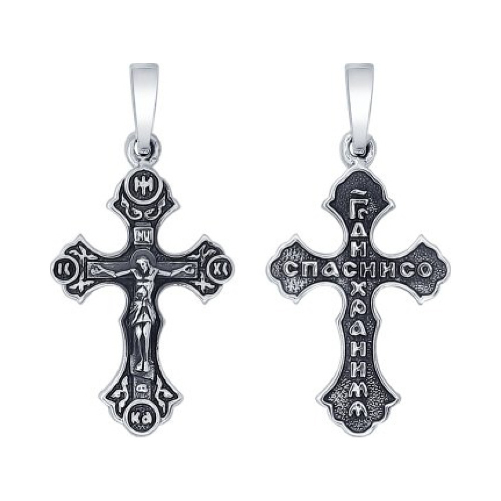 Серебряная подвеска без камня с черным покрытием № 159829