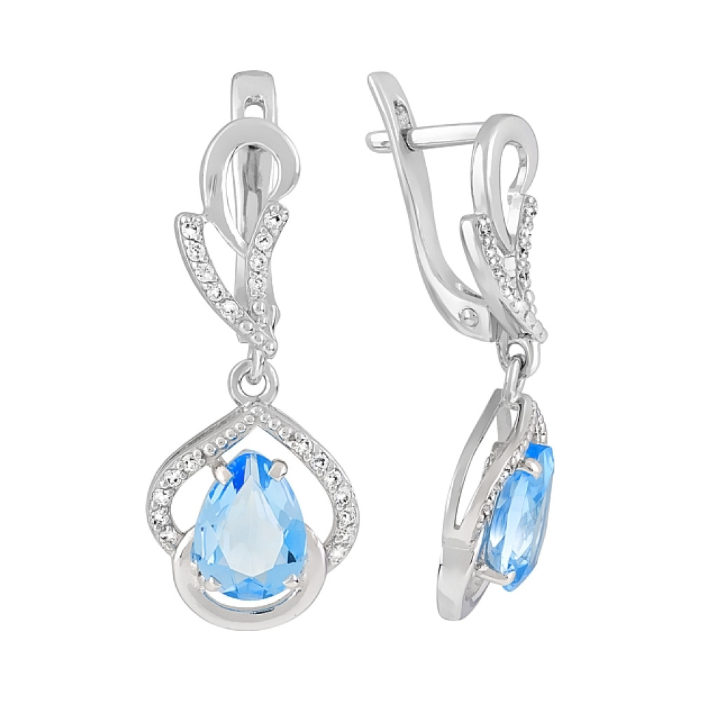 Золотые серьги с топазом и фианитом № 120877