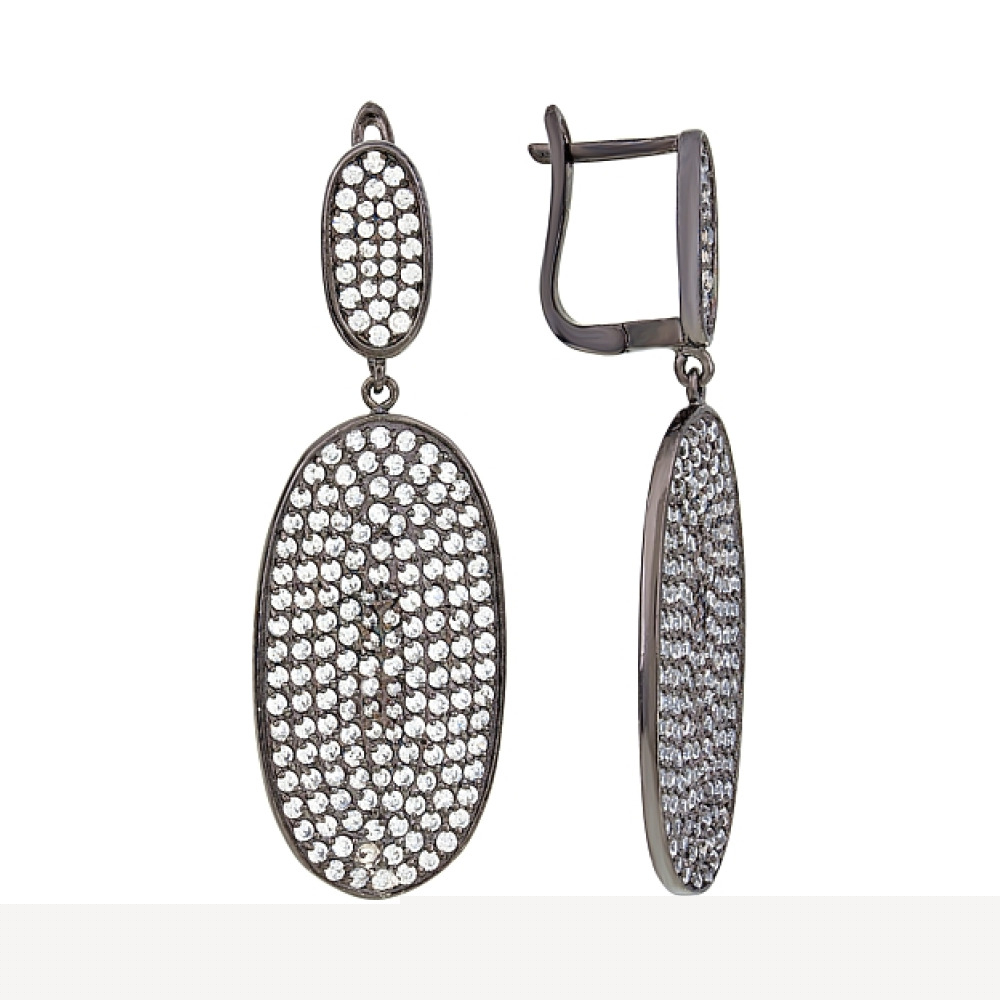 Золотые серьги с бриллиантом и сапфиром № 111705