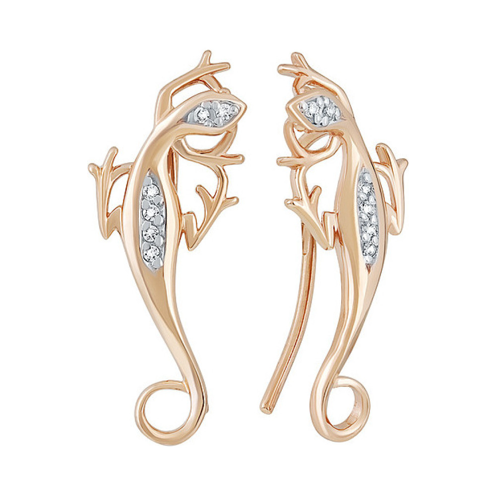 Золотые серьги с фианитом № 135915