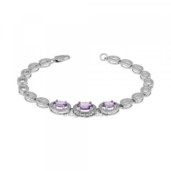 Серебряный браслет с аметистом и фианитом № 134499