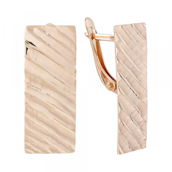 Золотые серьги без камня с алмазкой № 123989