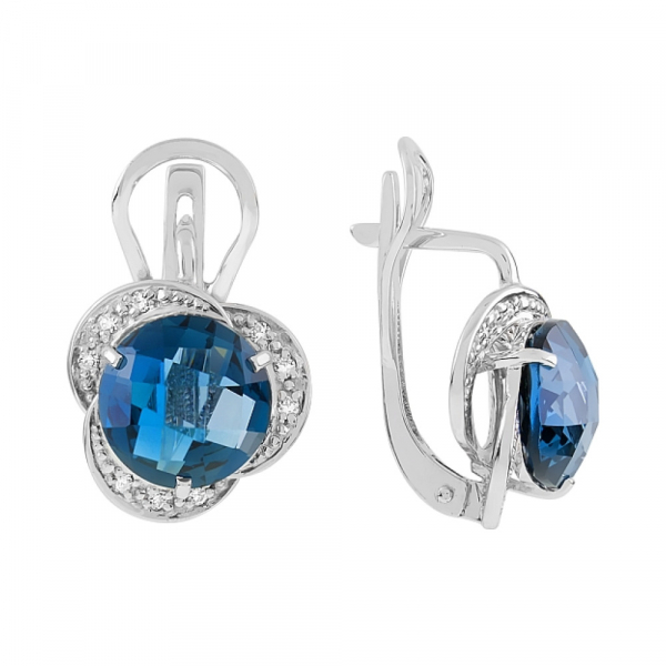 Золотые серьги с топазом и фианитом № 111250