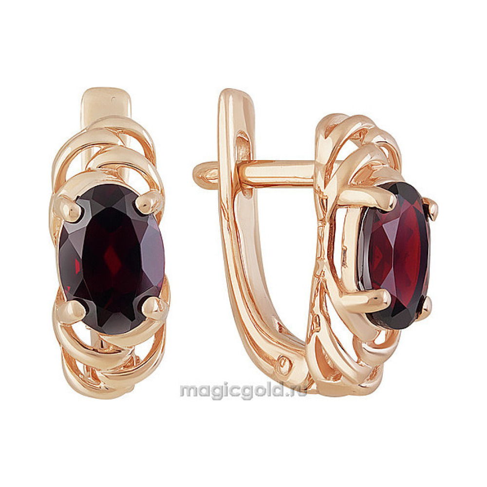 Золотые серьги с гранатом № 159645