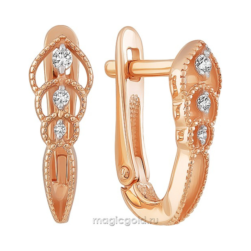 Золотые серьги с фианитом № 163834
