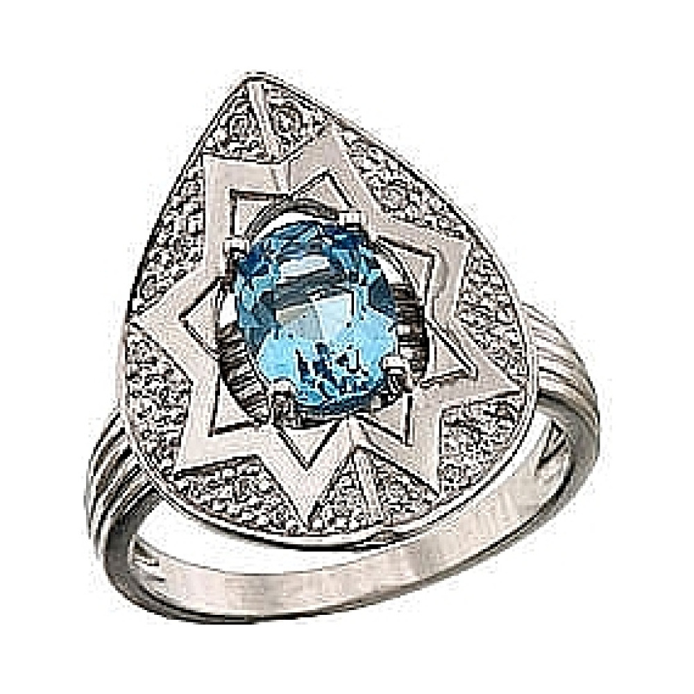 Золотое кольцо с бриллиантом и сапфиром № 41223