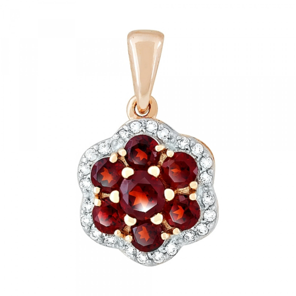 Золотая подвеска с гранатом и фианитом № 118268
