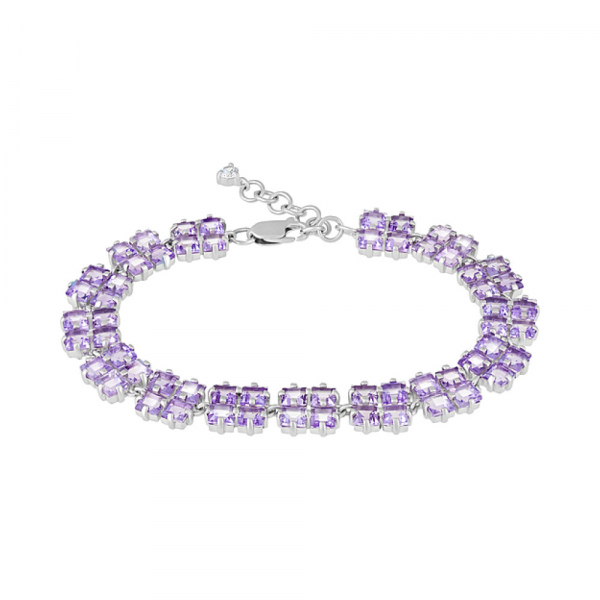 Серебряный браслет с аметистом и фианитом № 124212