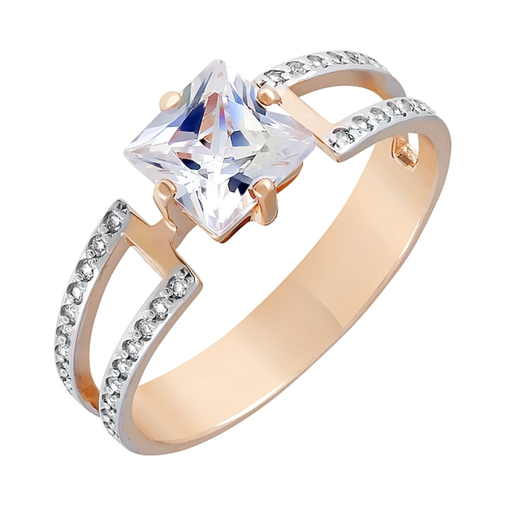 Золотое кольцо с фианитами № 121580