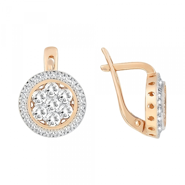 Золотые серьги с бриллиантом № 94498