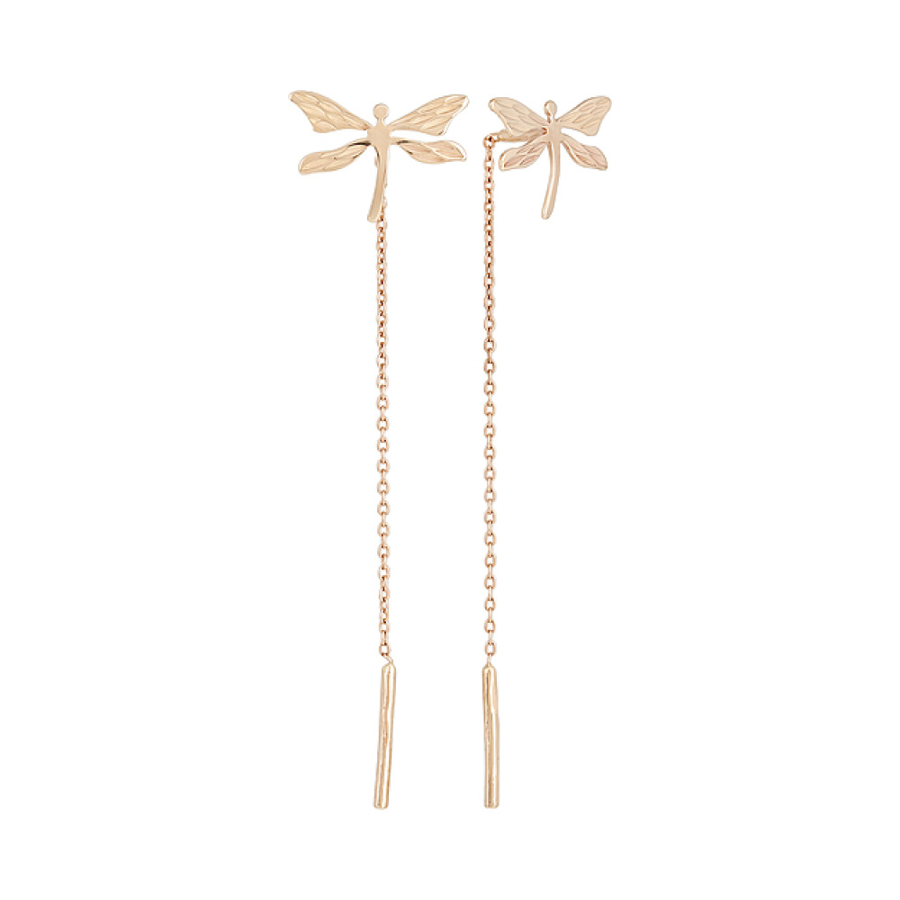 Золотые серьги без камня с алмазкой № 130377