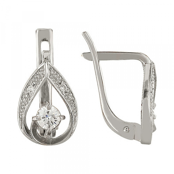 Золотые серьги с бриллиантом № 96022