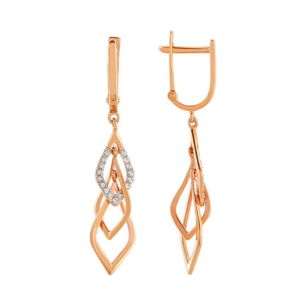 Золотые серьги с фианитом № 86032