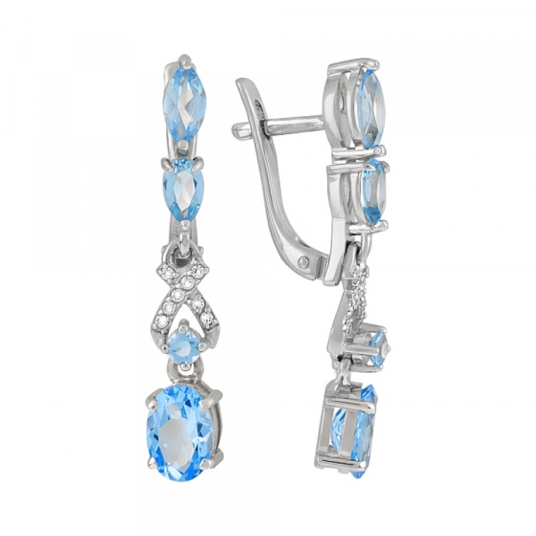 Золотые серьги с топазом и фианитом № 119567