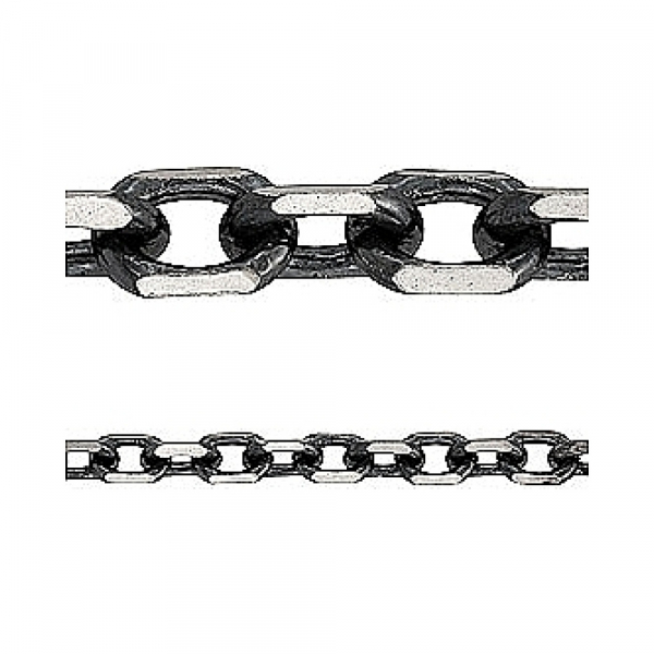Серебряная цепь якорная граненая черн. № 31053