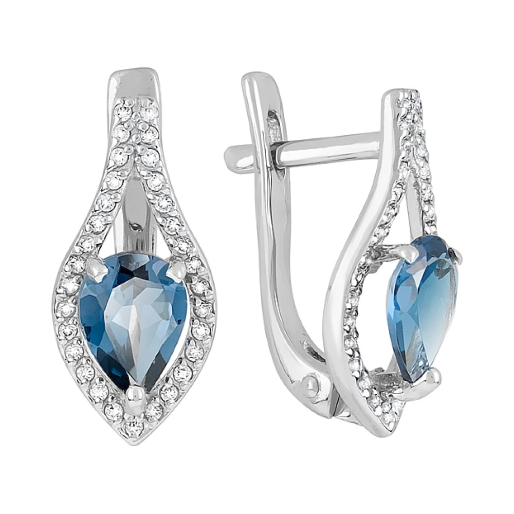 Золотые серьги с топазом и фианитом № 119614