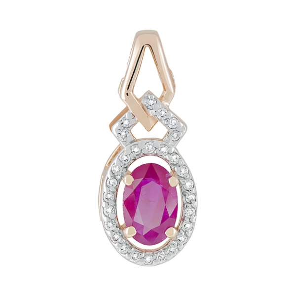 Золотая подвеска с бриллиантом и рубином № 120193